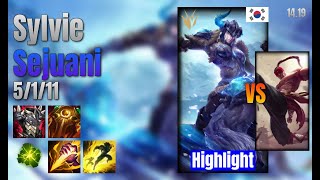 Sylvie Jungle Sejuani vs Lee Sin lol KR solo rank Highlight 1419 [upl. by Georgy130]