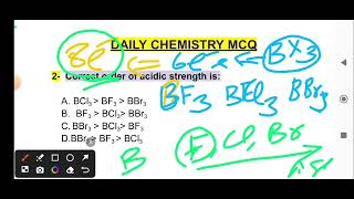 Correct Order Of Acidic Strenght in BF3 BCl3 BBr3  Important Chemistry MCQ [upl. by Ramsdell]