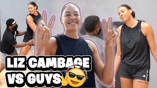 WNBA All Star Liz Cambage CHALLENGES MEN to 1v1 and goes CRAZY [upl. by Ecahc130]