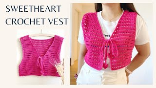 CROCHET SWEETHEART VEST  CROCHET BY BEV [upl. by Areit90]