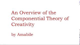 An Overview of the Componential Theory of Creativity Amabile [upl. by Ebbarta]