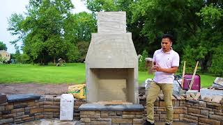 Outdoor Fireplace Construction [upl. by Annawyt589]