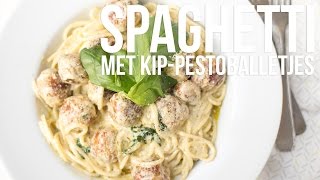 RECEPT Spaghetti met kippesto balletjes  OhMyFoodness [upl. by Airamat]