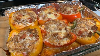 Deliciosos chiles rellenos con carne molida de res pimiento Morron [upl. by Swor576]