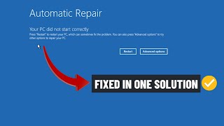 How To Fix Automatic Repair Loop In Windows 1011  startup repair Couldnt Repair Your PC  2024 [upl. by Calhoun]