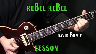 how to play quotRebel Rebelquot on guitar by David Bowie  electric guitar lesson tutorial [upl. by June]