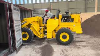 Dezzi D1200LP Low Profile Wheel Loader stuffing Chrome ore into containers [upl. by Kifar]