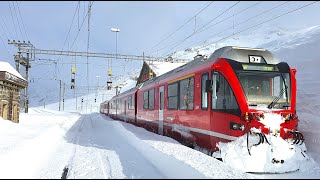 ★ 4K Cab ride 🇨🇭St Moritz  🇮🇹Tirano fresh snow strong winds amp snowdrifts 032020 [upl. by Tedman]