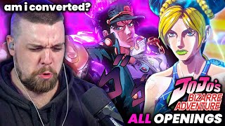 First Time Reacting to ALL JOJOS BIZARRE ADVENTURE OPs  Pts 16 [upl. by Lussier373]