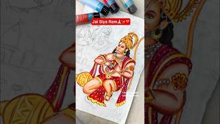 Hanuman ji Canvas Painting 😍🙏🏻Siya Ram amp Hanuman ji❤️ shorts [upl. by Galatia537]