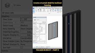 Create a Curtain Wall for Inclined Fencing  Facade in Revit  Part 2 [upl. by Tennaj]