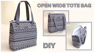 How To Make Open Wide Tote Bag  DIY Open Wide Tote Bag Tutorial [upl. by Atikel]