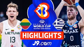 Lithuania 🇱🇹 Leave No Chance to Greece 🇬🇷 Advance to 14 Finals  J9 Highlights  FIBAWC 2023 [upl. by Ynnahc]