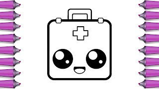 How to draw a cute first aid kit step by step [upl. by Yalhsa832]