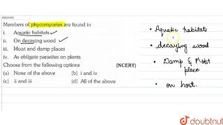 Members of phycomycetes are found in i Aquatic habitats ii On decaying wood [upl. by Macfarlane]