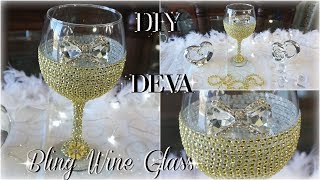 DIY BLING WINE GLASS 50TH BIRTHDAY  DIY BRIDE  BRIDAL SHOWER  WEDDING  TOTALLY DAZZLED BLING GEM [upl. by Gratia834]