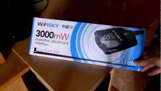 Unboxing WiFiSKY 3000mW USB WiFi Ralink 3070L  Antena 11dBi [upl. by Gawain766]