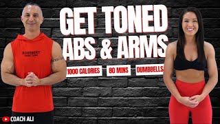 GET TONED UP  Abs amp Arms Workout  1000 Calorie Dumbbell Workout At Home With Coach Ali [upl. by Ronel]