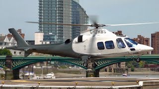 AgustaWestland AW109S Grand  GJMBS  Landing and Takeoff at London Battersea Heliport  Helicopter [upl. by Goetz]