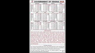 2025 Odisha govt calendar for all [upl. by Magavern310]