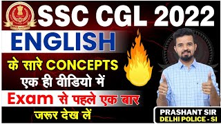 🔥SSC CGL 2022 ENGLISH  ALL CONCEPTS IN ONE CLASS  BY PRASHANT SIR ssccgl [upl. by Ecraep352]