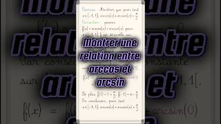 Déterminer la valeur de arccos  arcsin maths cpge pcsi mpsi [upl. by Croix]