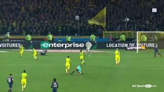 Nantes vs PSG 01 Ligue 1Referee kicks Playergave him red card [upl. by Eirroc]