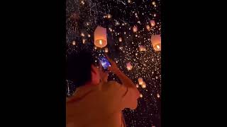 Kong Ming Light Firework 烟花孔明灯Show in Thailand Chiang Mai Yee Peng Lantern Festival [upl. by Enomahs]