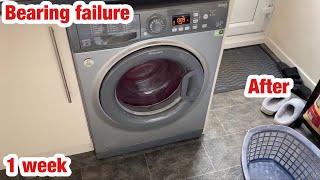 Hotpoint Smart Tech WMFUG742 washing machine  Broken bearings after 1 week [upl. by Avilo]