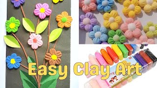 How to make clay flower Clay wall hanging flower DIY craft Tonniartandcraft [upl. by Enitsud840]