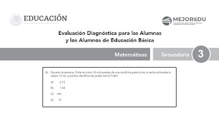 Examen diagnostico tercero de secundaria MEJOREDU Problema 36 [upl. by Zadoc]