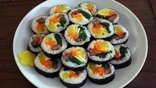 How to make gimbap aka kimbap 김밥 [upl. by Eiknarf]