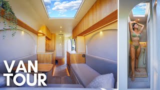 VAN TOUR  DIY Luxury Stealth Camper Van Build After 4 years of Full Time VANLIFE Unique Layout [upl. by Eul]