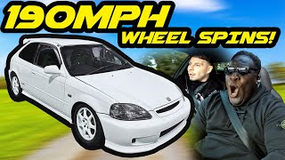 190MPH WHEEL SPINS IN MY 640BHP HONDA CIVIC EK9 WITH DRIVA DAVE 💪🏾🏆🏁 [upl. by Adien749]