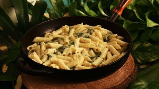 Penne ao Molho Branco com Espinafre  Inspirar Cultivar e Temperar 🌿 16 [upl. by Wilsey]