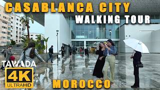 Rainy day Ambiance in Casablanca  A Walking Tour  Morocco 4K UHD [upl. by Cheryl111]