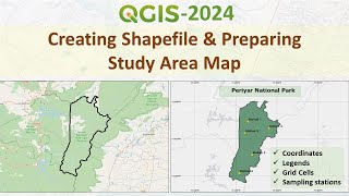 Creating Shapefile and Study Area Map for any Location  Latest Tutorial using QGIS [upl. by Karna]