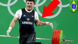 Horror weightlifting injury Armenian weightlifter’s elbow goes snap at Rio 2016 Olympics  TomoNews [upl. by Oswald819]