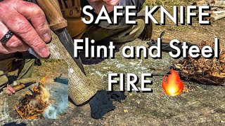 SAFE Knife Method for Flint and Steel Fire Making [upl. by Norra]