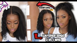 😱Scalp LAYERED EDGE 3 in 1 Straight amp Curly CLEAR LACE Wig  MARY K BELLA ft XRSBeauty [upl. by Atikahs]