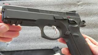 Airsoft ASG CZ75 SP01 Shadow GBB Pistol Review Disassembly shooting [upl. by Niram337]