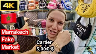 Marrakech Fake Market 4K 60fps  Morocco 🇲🇦 September 2024 [upl. by Kemme]