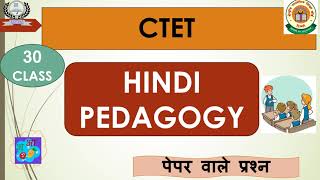 CTET  December 2024 l Hindi Pedagogy I Class 30 l Paper 1 amp Paper 2 [upl. by Clarkson]