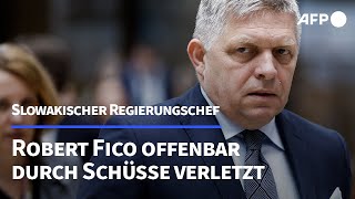 Slowakischer Regierungschef Fico offenbar durch Schüsse verletzt  AFP [upl. by Emmeline382]