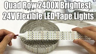 Quad Row 2400LEDs Per 16 4ft Cool White 9500k DC24V Brightest LED Tape Lights Warranty 3years [upl. by Otrevlig]