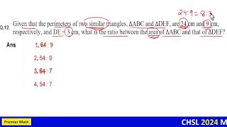 Given that the perimeters of two similar triangles ∆ABC and ∆DEF are 24 cm and 9 cm respectively [upl. by Llehsim]