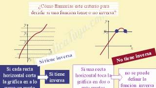 Funciones inversa uno a uno o biunívoca Prueba de la recta horizontal [upl. by Haleehs564]