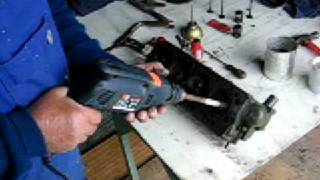 Using a drill to Lap in the Valves on an old Austin A40 Devon head [upl. by Inej109]