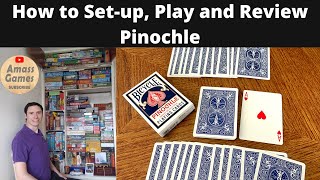 How to Setup and Play Pinochle traditional card game  Bids tricks and melds  Amass Games  BGA [upl. by Enelrak352]