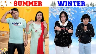 SUMMER vs WINTER  Family comedy eating challenge  Aayu and Pihu Show [upl. by Soisatsana]